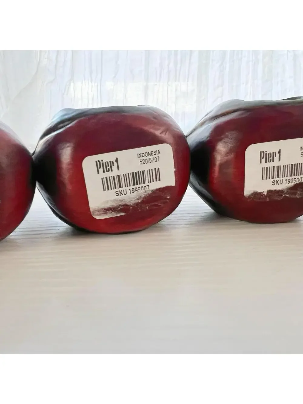 Pier 1 Imports Hand Painted Wood Bird Napkin Rings Set of 4 Red Cardinal Figural